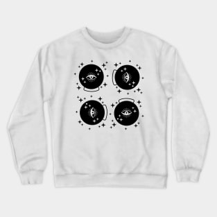 Crystal Ball Divination Witchy Pattern with Seeing Eye Crewneck Sweatshirt